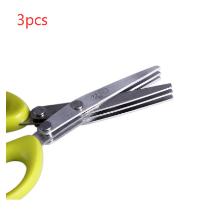 5-Blade Herb Scissors – Stainless Steel Kitchen Herb Cutter with Cleaning Comb