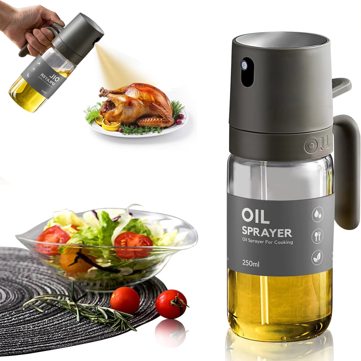 Glass Olive Oil Sprayer Mister – Refillable Kitchen Oil Dispenser Bottle